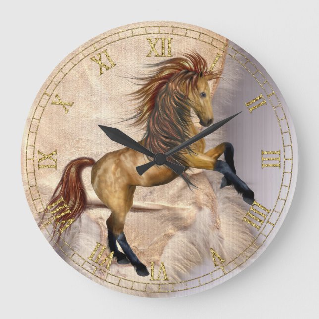 Horse and Sheepskin  Wall Clock (Front)