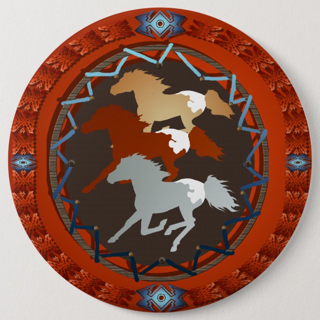 Horse and Shield-Magnet 6 Inch Round Button (Front)