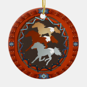 Horse and Shield-Ornaments Ceramic Ornament