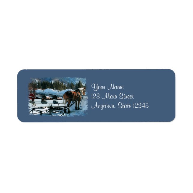 Horse And Sleigh Christmas Return Address Labels (Front)
