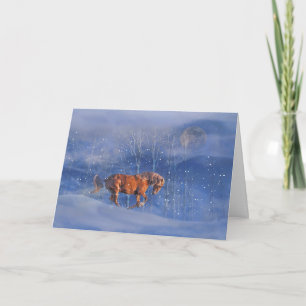 Horse and Snow Holiday Magic Card
