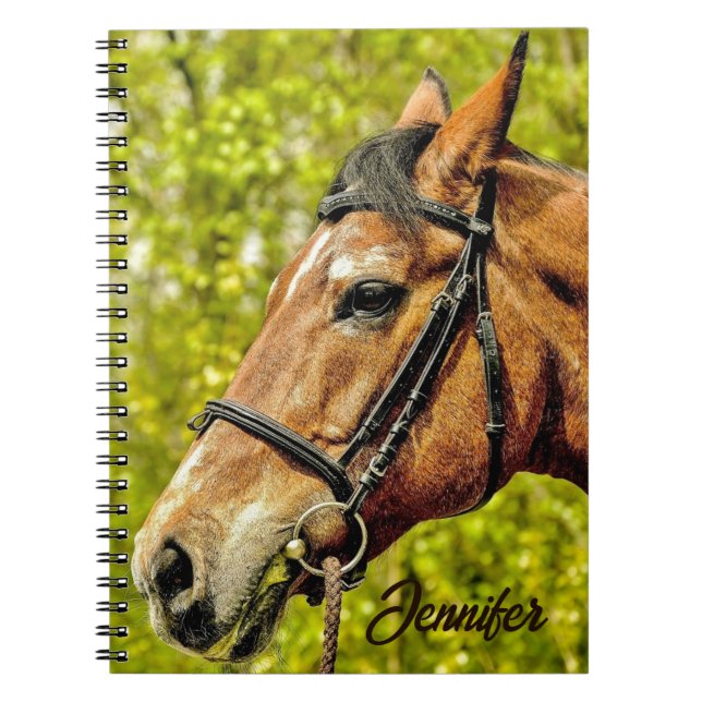 Horse Animal Portrait Personalized Name Notebook (Front)
