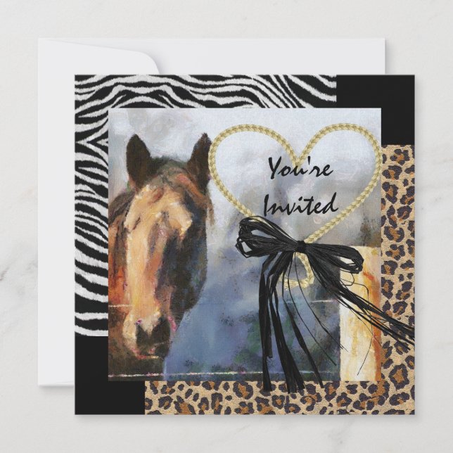 Horse & Animal Print Wedding Invitation (Front)