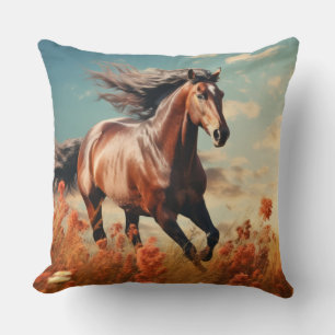 Horse Animal Wildlife Wilderness Colourful Wall Ar Throw Pillow
