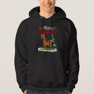 Horse Animal Xmas Tree Lights Santa Horse Christma Hoodie