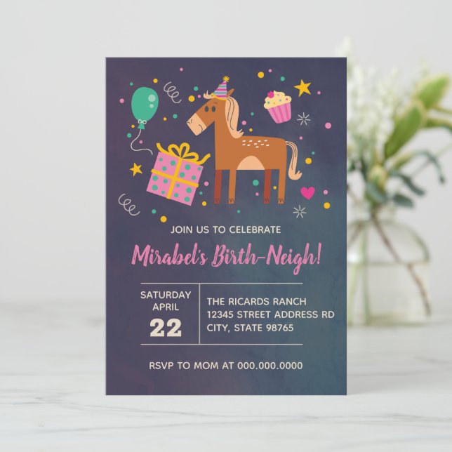 Horse Anniversaire Naissance Neigh Invitation à to (Debout devant)