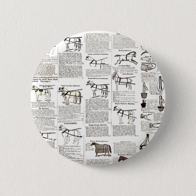 Horse Antique Advertising Newspaper Art 2 Inch Round Button (Front)