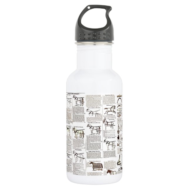 Horse Antique Advertising Newspaper Art 532 Ml Water Bottle (Front)