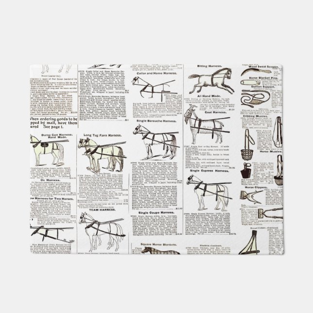 Horse Antique Advertising Newspaper Art Doormat (Front)