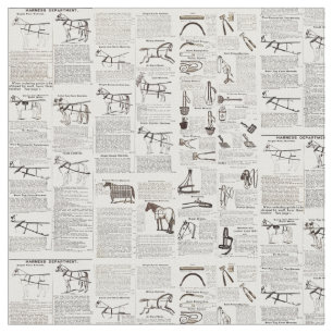 Horse Antique Advertising Newspaper Art Fabric