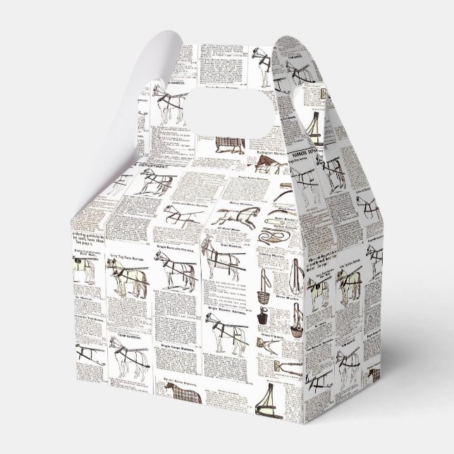 Horse Antique Advertising Newspaper Art Favor Box (Front Side)