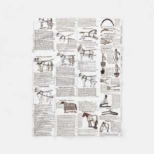 Horse Antique Advertising Newspaper Art Fleece Blanket