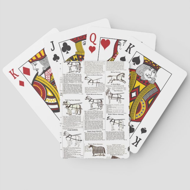 Horse Antique Advertising Newspaper Art Playing Cards (Back)