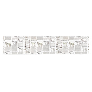 Horse Antique Advertising Newspaper Art Short Table Runner