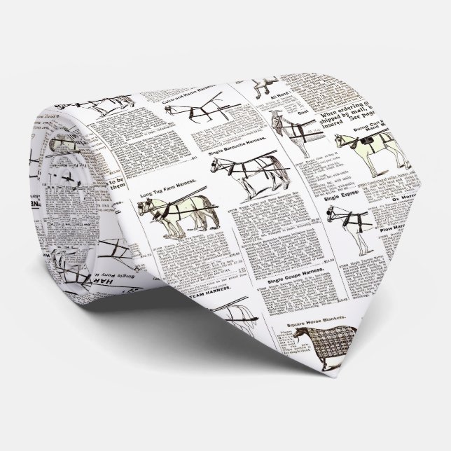 Horse Antique Advertising Newspaper Art Tie (Rolled)
