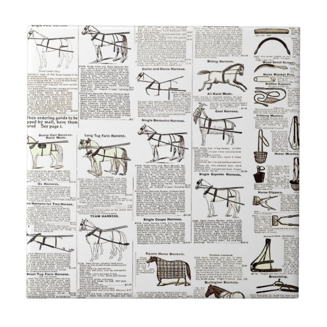 Horse Antique Advertising Newspaper Art Tile (Front)