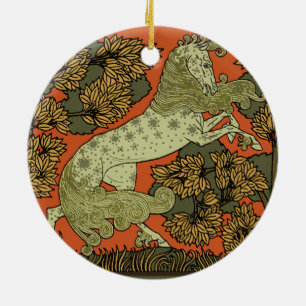 Horse Antique Drawing Ceramic Ornament