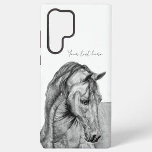 Horse art graphic pencil drawing black and white samsung galaxy case
