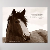 Horse Art Poster With Inspirational Quote 11x14