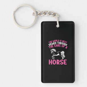 Horse Art The World Is Best Viewed Though Keychain