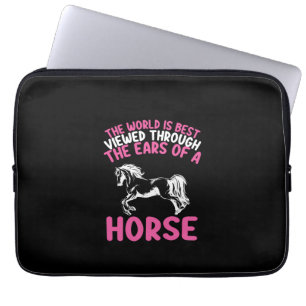 Horse Art The World Is Best Viewed Though Laptop Sleeve