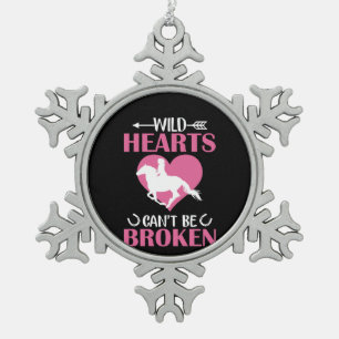 Horse Art Wild Hearts Can't Be Broken Snowflake Pewter Christmas Ornament