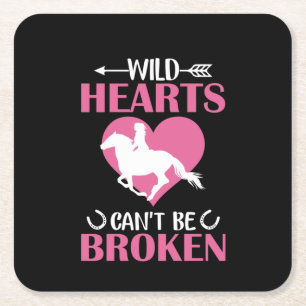 Horse Art Wild Hearts Can't Be Broken Square Paper Coaster