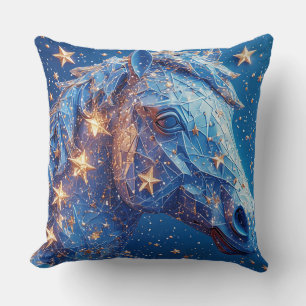 Horse Art with Starry Background Throw Pillow