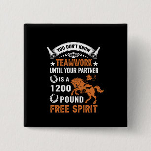 Horse Art You Don't Know Teamwork 2 Inch Square Button