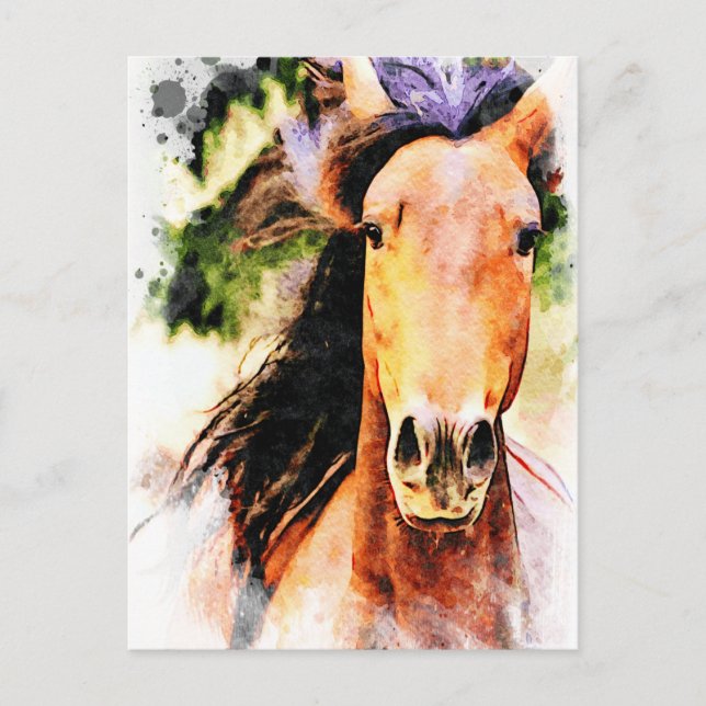 *~* Horse Artistic  Equine AR22 Artsy Print Soft Postcard (Front)