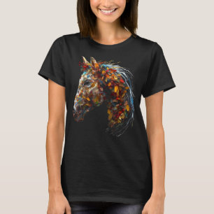 Horse Artwork Autumn Leaves Riding Animal Horse T-Shirt