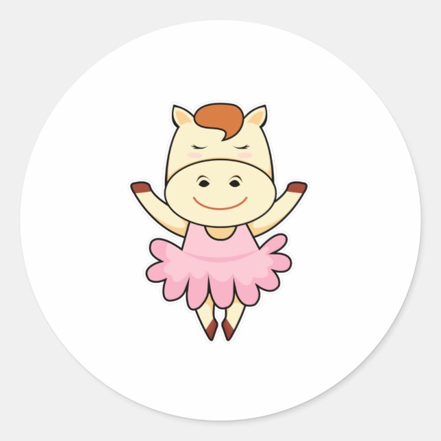 Horse as Ballerina in Ballet Classic Round Sticker (Front)