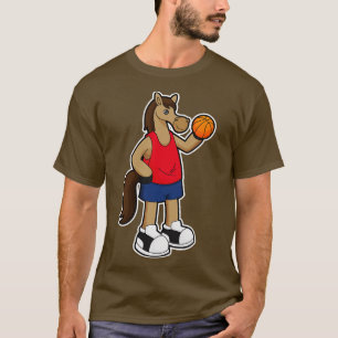 Horse as Basketball player with Basketball T-Shirt