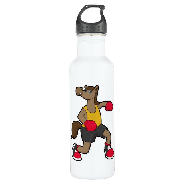 Horse as Boxer with Boxing gloves 710 Ml Water Bottle (Front)