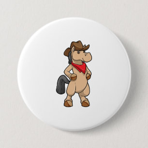Horse as Cowboy 3 Inch Round Button
