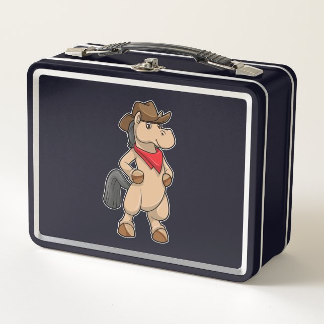 Horse as Cowboy Metal Lunch Box (Front)