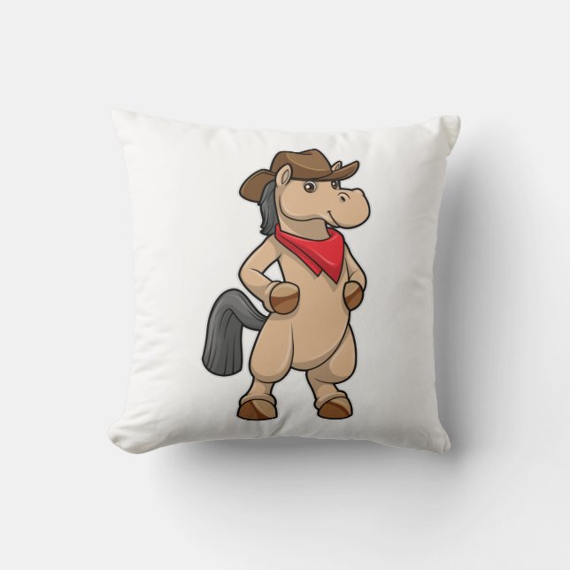 Horse as Cowboy Throw Pillow (Front)