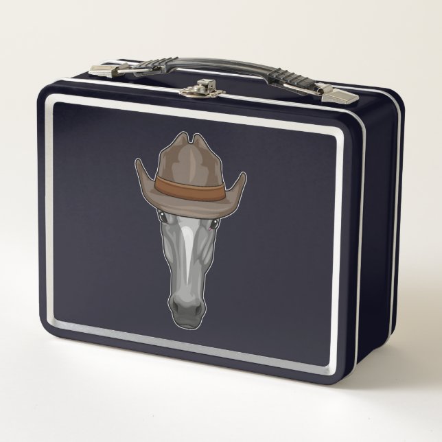 Horse as Cowboy with Hat Metal Lunch Box (Front)