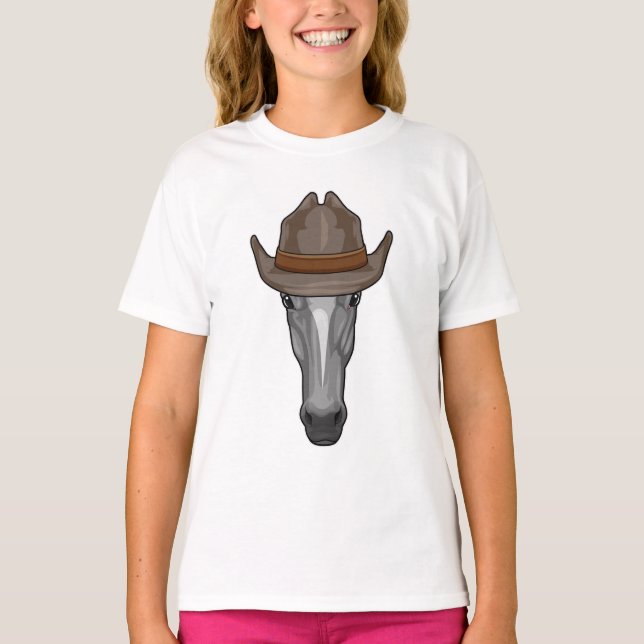 Horse as Cowboy with Hat T-Shirt (Front)