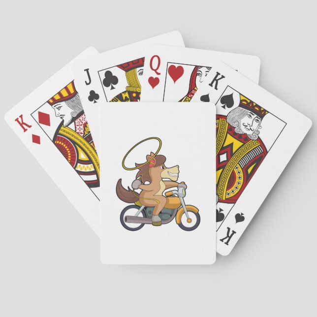 Horse as Cowboy with Lasso & Motorcycle Playing Cards (Back)