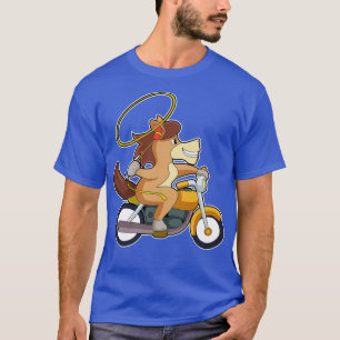 Horse as Cowboy with Lasso Motorcycle T-Shirt