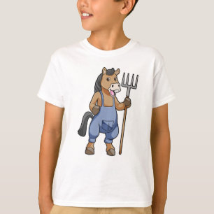 Horse as Farmer with Rake T-Shirt
