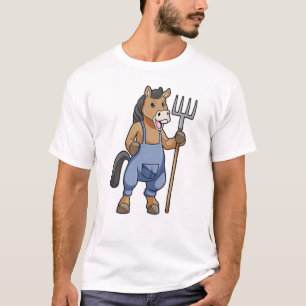 Horse as Farmer with Rake T-Shirt