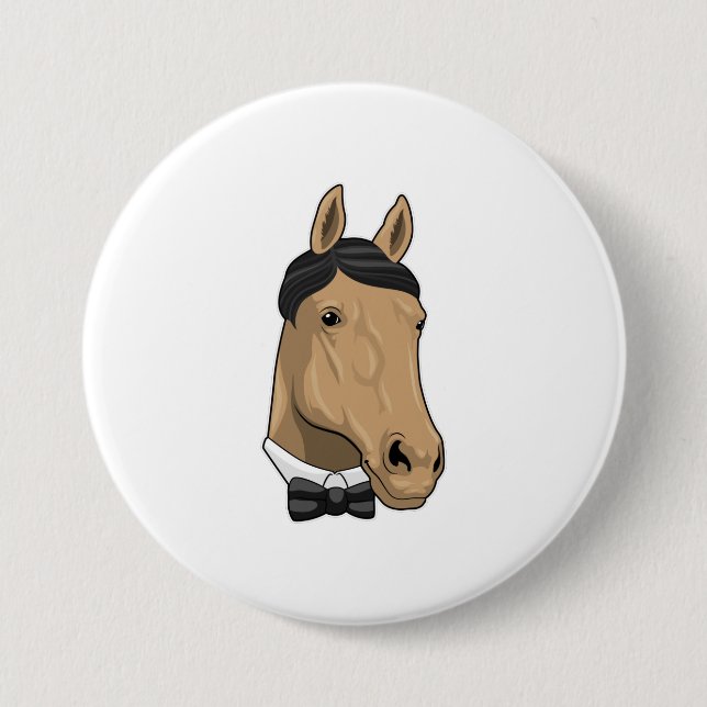 Horse as Gentleman with Bow tie 3 Inch Round Button (Front)