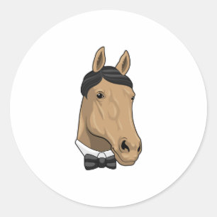Horse as Gentleman with Bow tie Classic Round Sticker