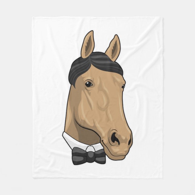 Horse as Gentleman with Bow tie Fleece Blanket (Front)