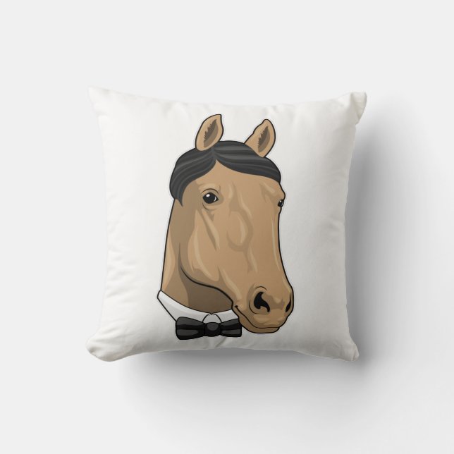 Horse as Gentleman with Bow tie Throw Pillow (Front)