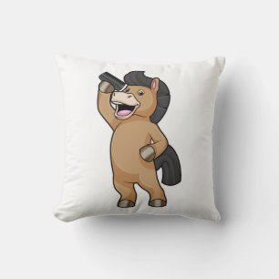 Horse as Hairdresser with Comb Throw Pillow