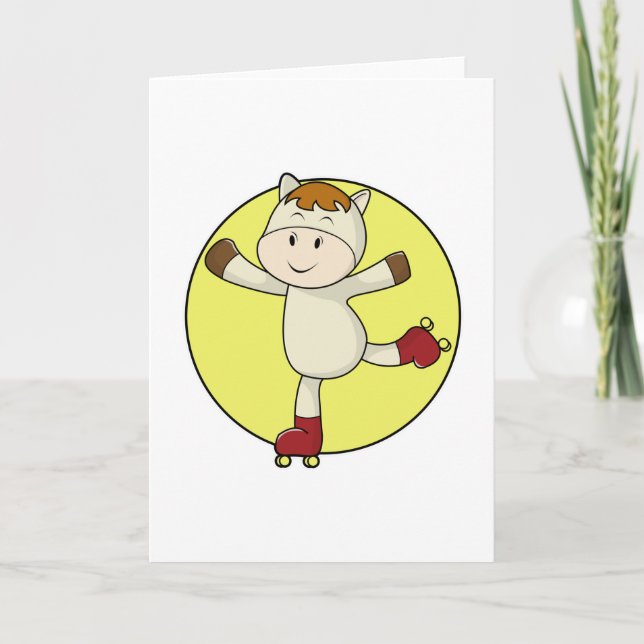 Horse as Inline skater & Inline Skates Card (Front)