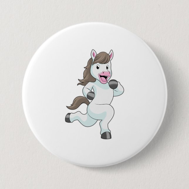 Horse as Runner at Running 3 Inch Round Button (Front)